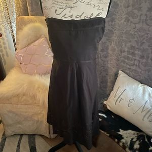 LOFT PETITES STRAPLESS CHOCOLATE BROWN DRESS